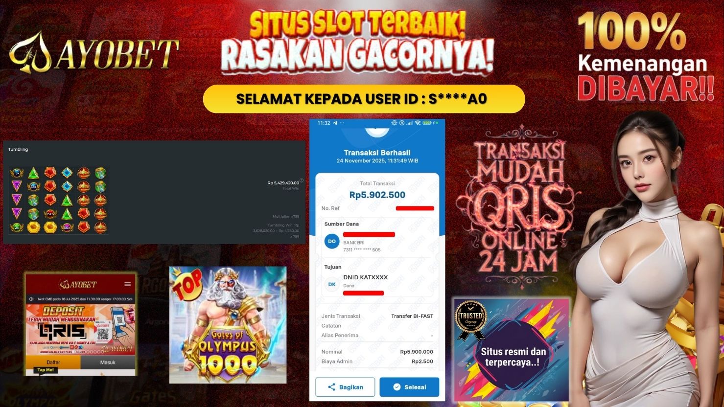 AYOBET JACKPOT SLOT GATES OF OLYMPUS 1000